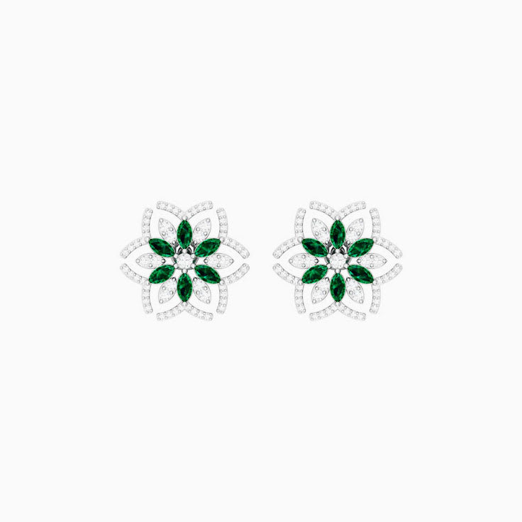 Emerald Flower 18ct earrings