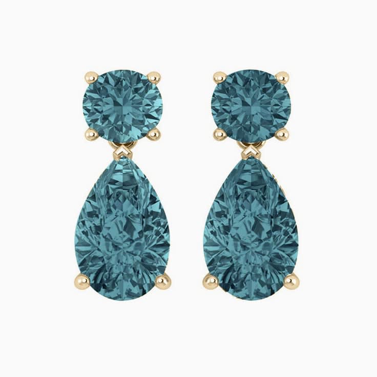 Teal Montana Sapphire Pear And Round Earrings