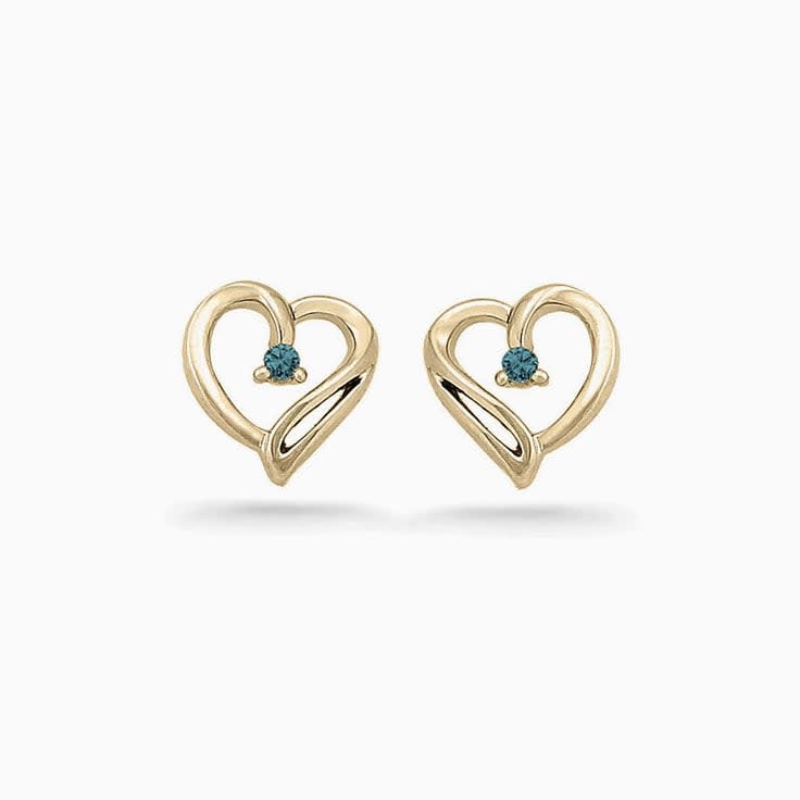 Teal Montana Sapphire Open Heart Studs With Diamond