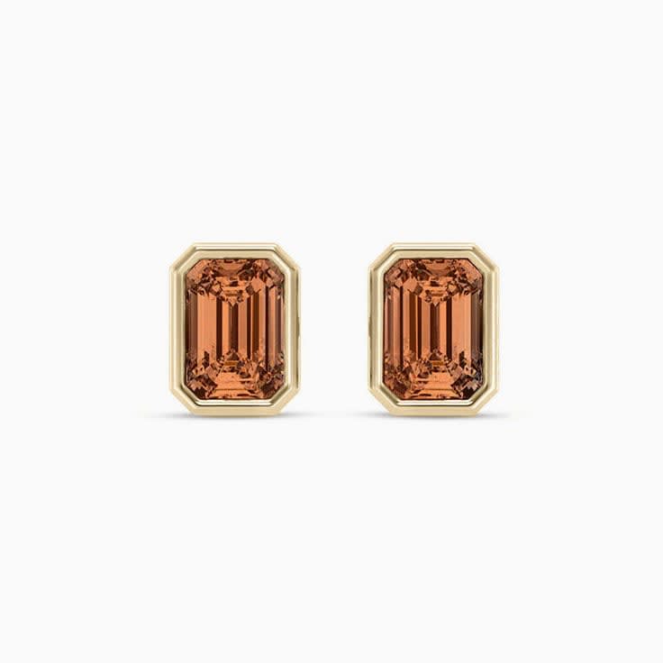 Orange Sapphire Lab diamond earrings