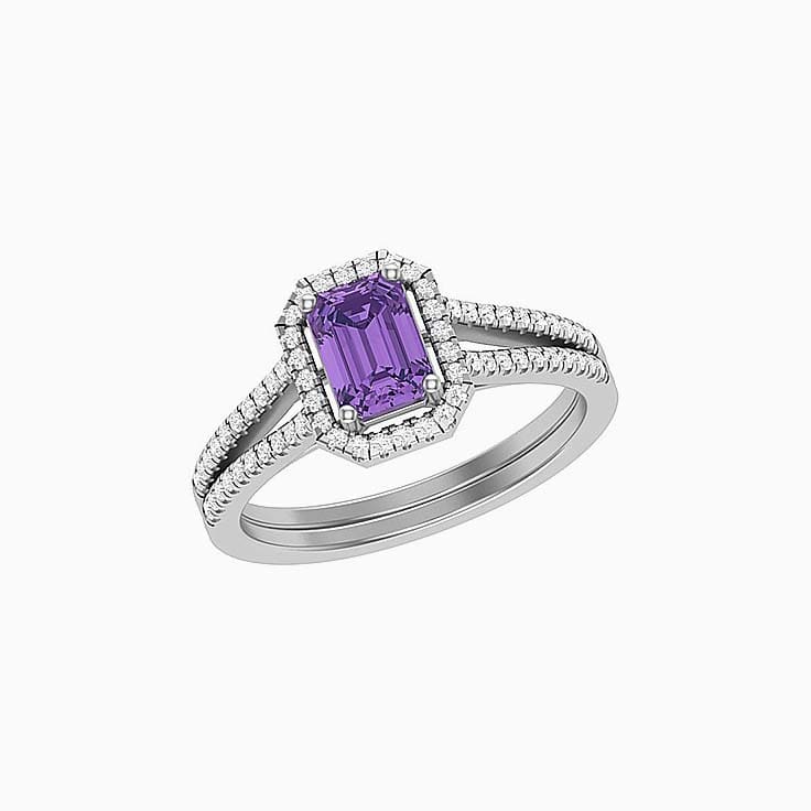 Amethyst With Halo Engagement Ring