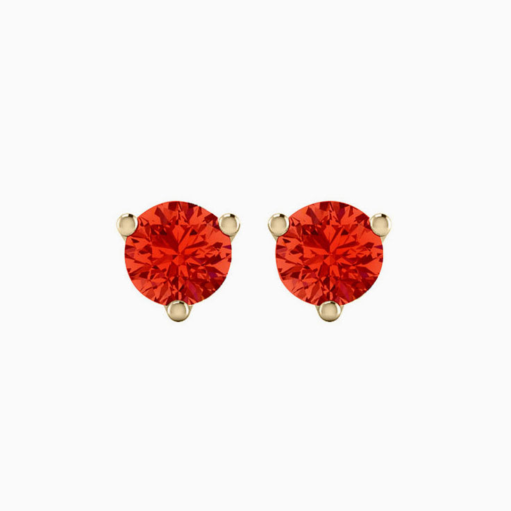 Fire Opal Lab diamond earrings stud