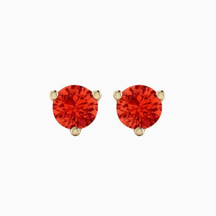 Fire Opal Lab diamond earrings stud