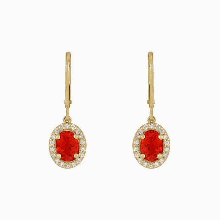 Fire Opal Pink Morganite And Halo Diamond Earrings