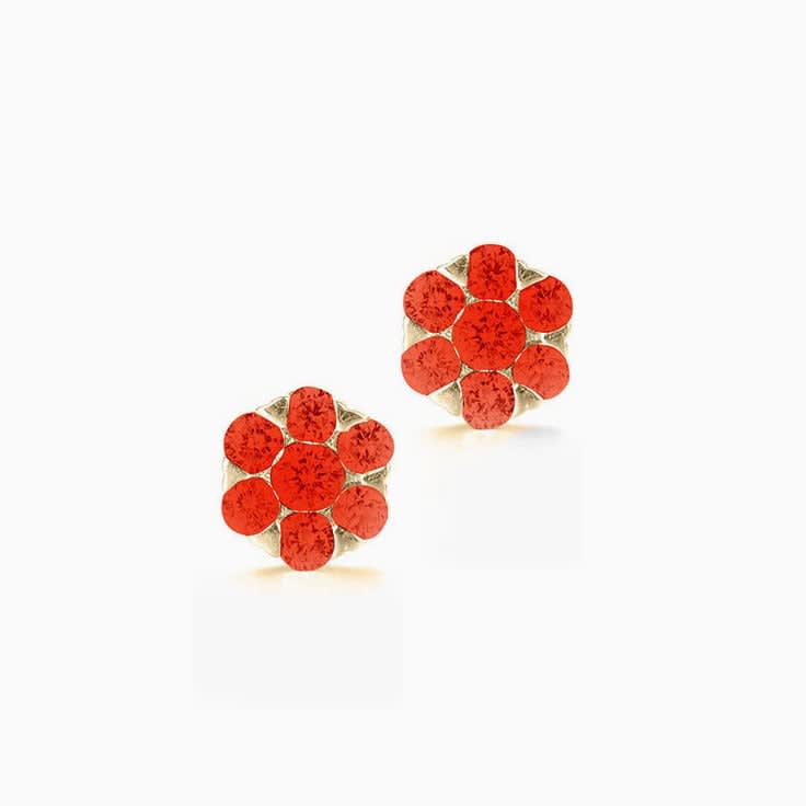 Fire Opal Round Cluster Studs