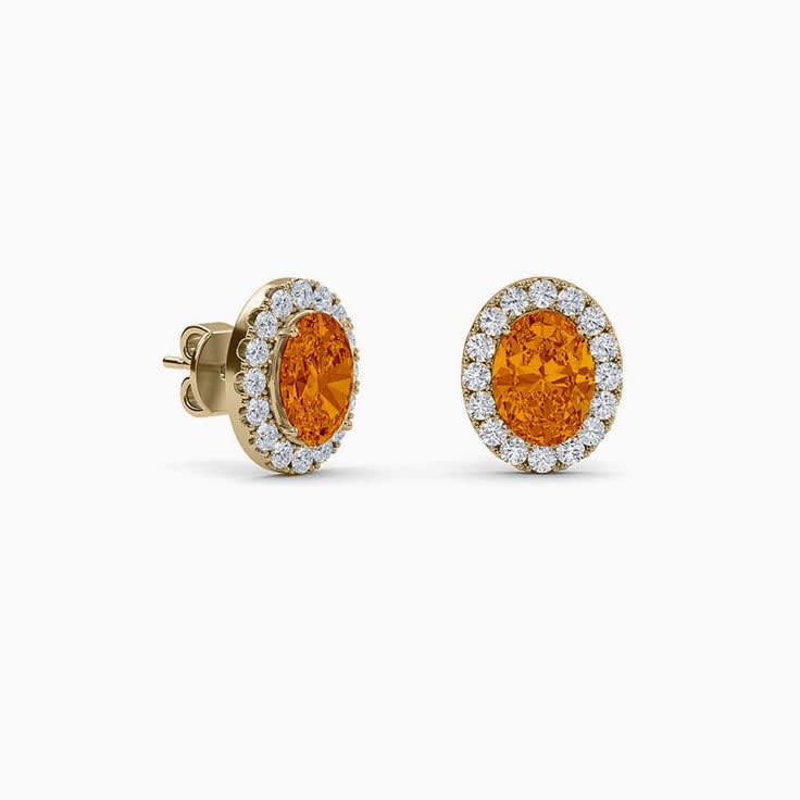 Citrine Half carat oval lab diamond studs