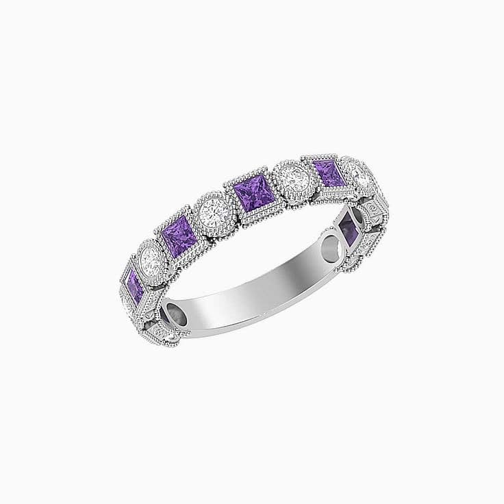 Art Deco Amethyst Diamond Ring