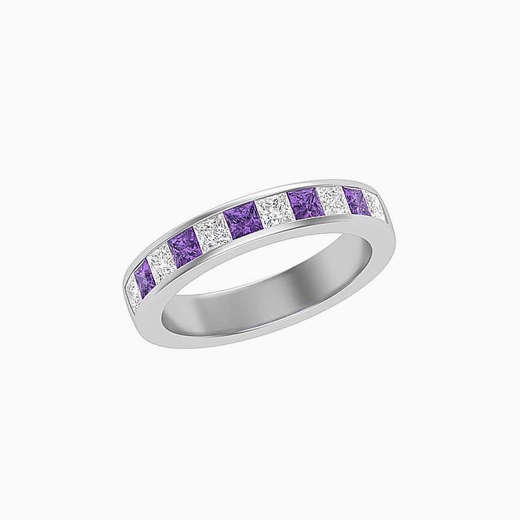 Princess Cut Amethyst And Diamond Ring