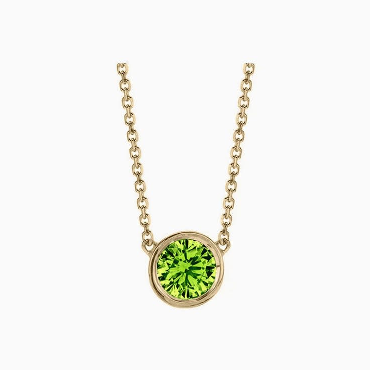 Bezel set Peridot diamond pendant
