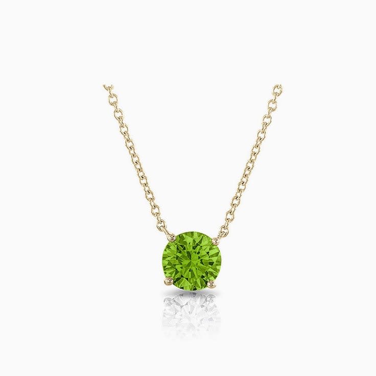 Peridot Diamond Solitaire Necklace