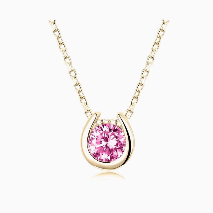 Pink Tourmaline Partial Bezel necklace