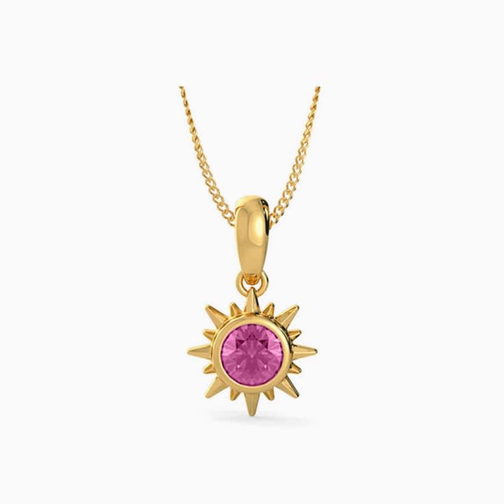 Pink Tourmaline Sun Pendant