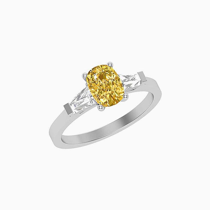 Cushion cut yellow diamond lab