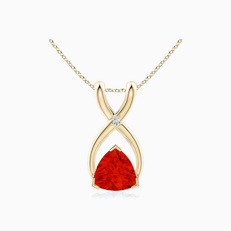Trillion Fire Opal Diamond Pendant