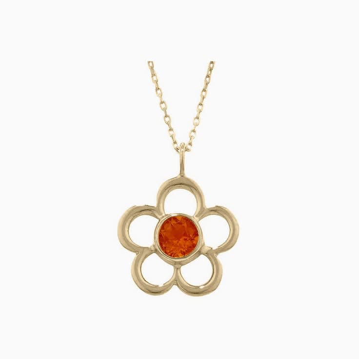 Orange Sapphire Flower Pendant