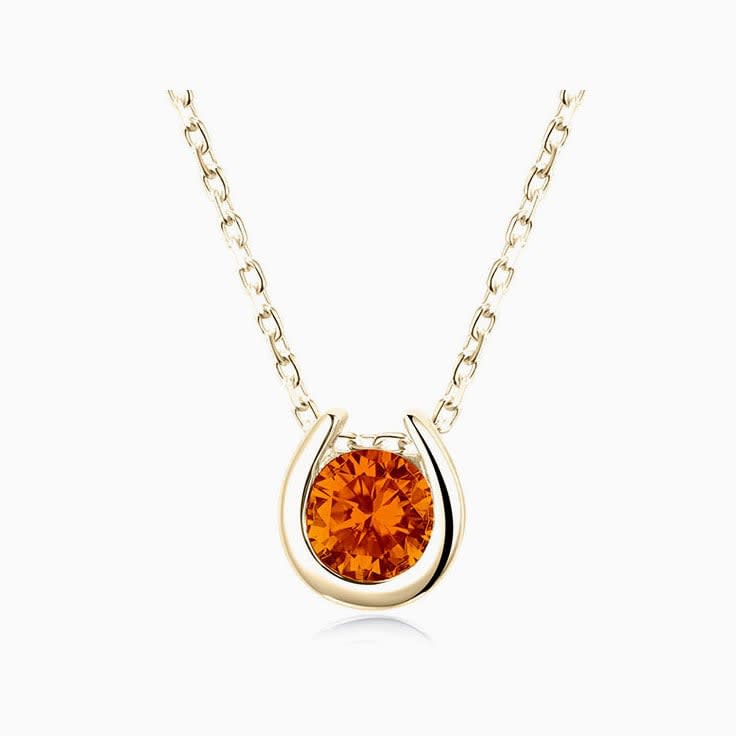 Orange Sapphire Partial Bezel necklace