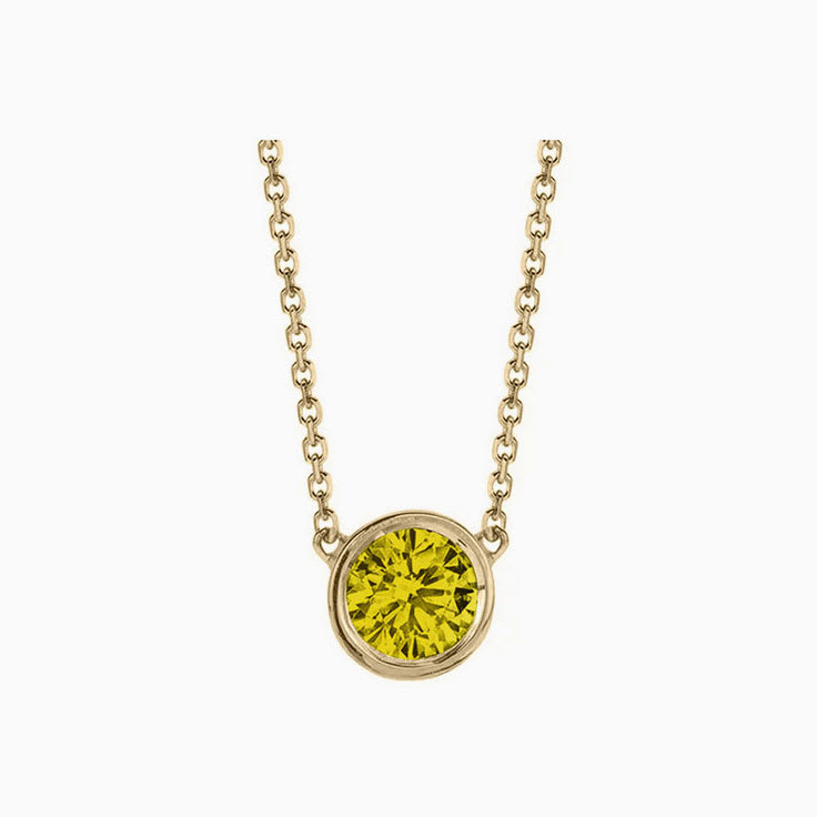 Bezel set Yellow Sapphire diamond pendant