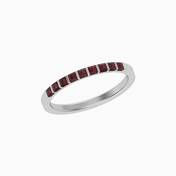 Princess Cut Red Garnet Band