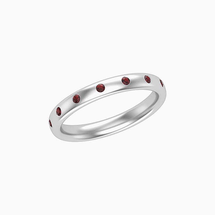 Drop Set Red Garnet Wedding Band