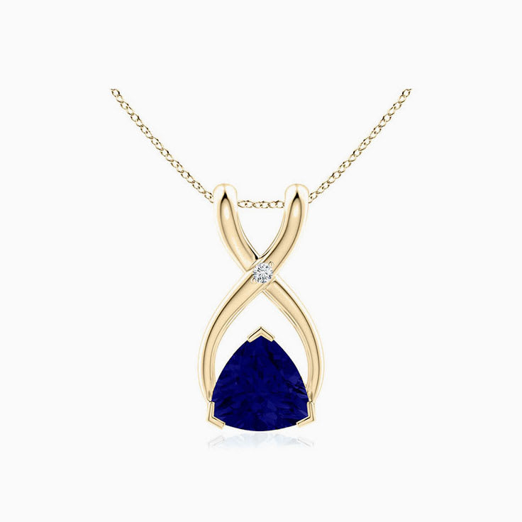 Trillion Blue Sapphire Diamond Pendant