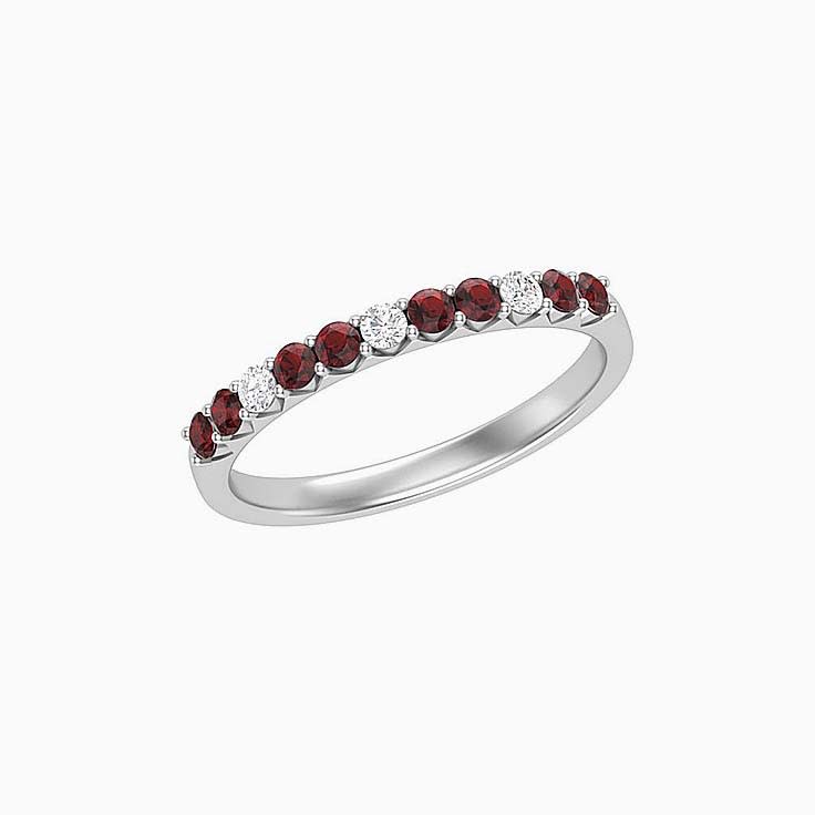 Red Garnet And Diamond Band