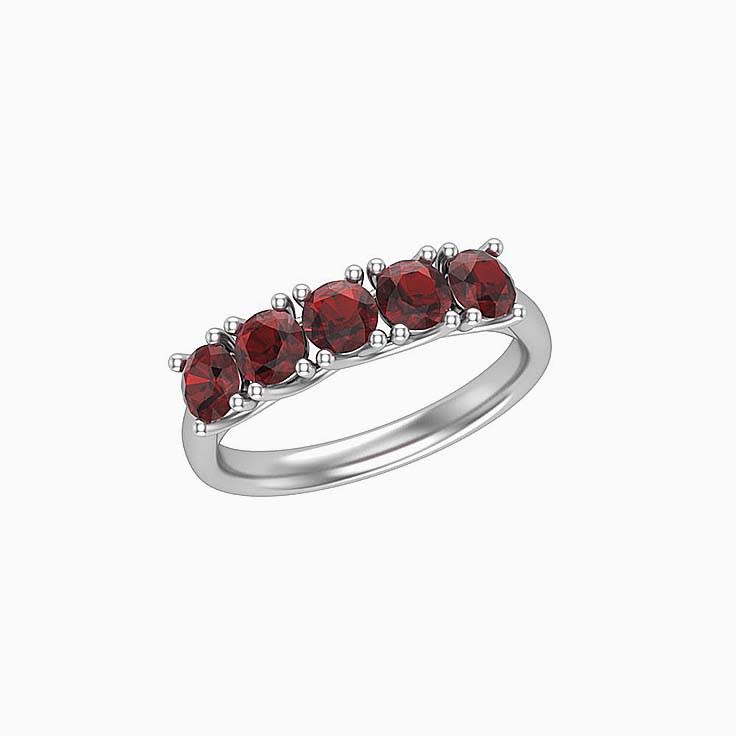 5 Stone Red Garnet Band