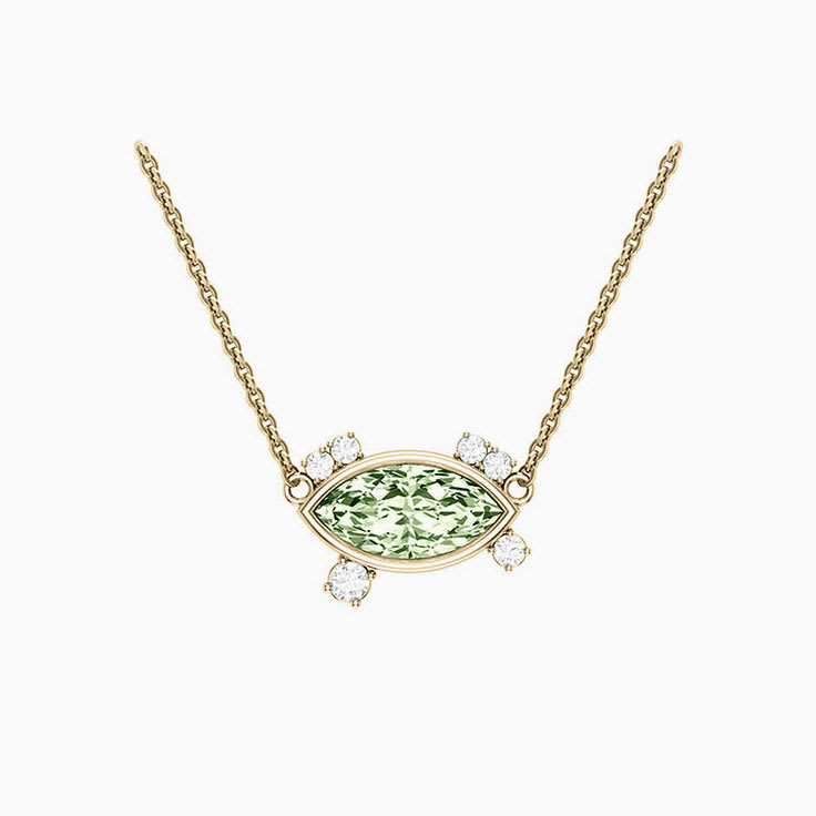 Green Amethyst Marquise Diamond Necklace