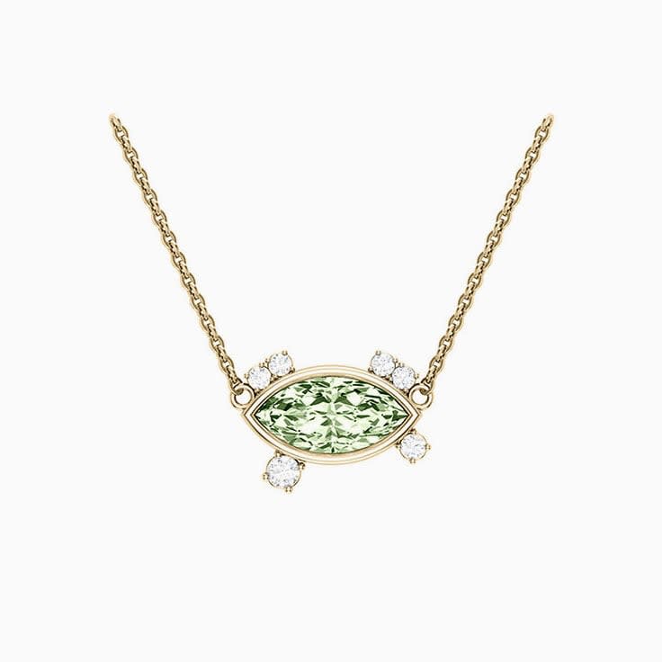 Green Amethyst Marquise Diamond Necklace