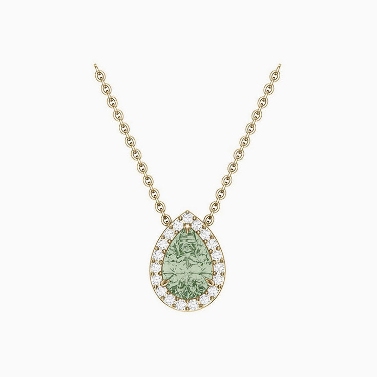 Half carat Classic pear Green Amethyst necklace