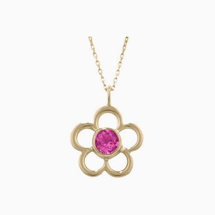 Pink Sapphire Flower Pendant