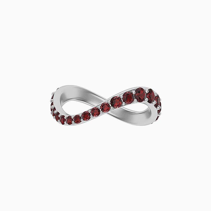 Wave Pattern Red Garnet Ring