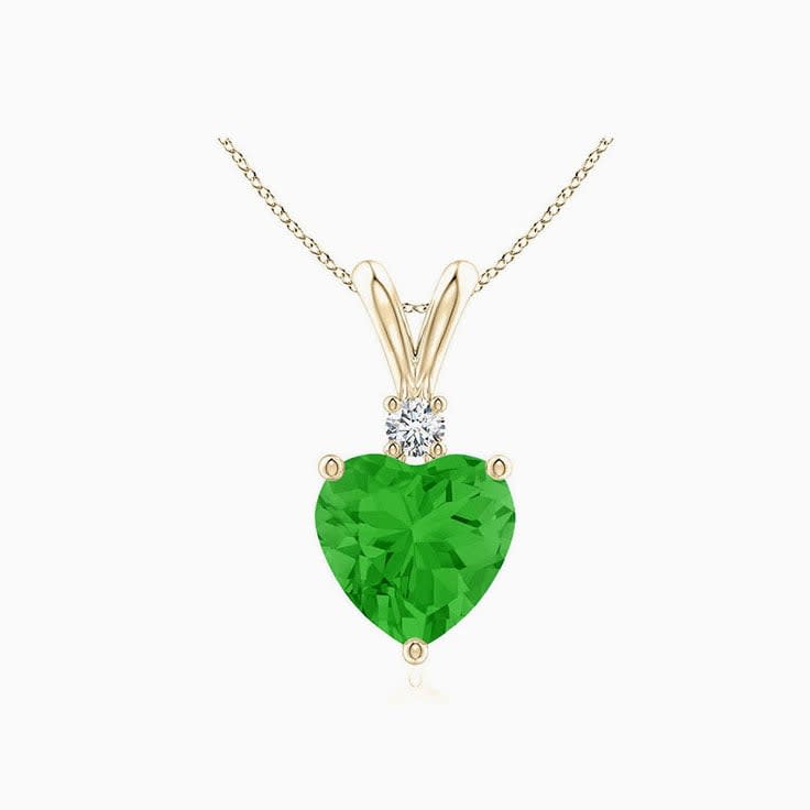 Heart Tsavorite And Diamond Pendant