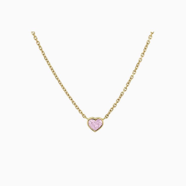 Rose Quartz Bezel set heart necklace