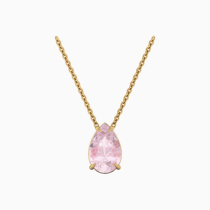 Rose Quartz pear Solitaire Necklace