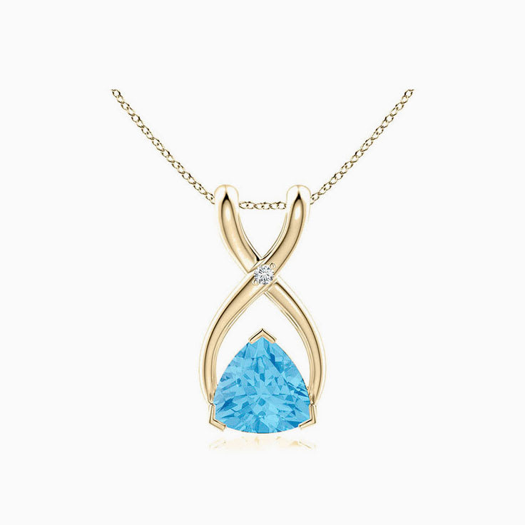 Sky Blue Topaz Diamond Pendant