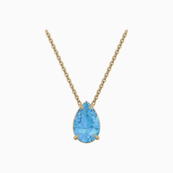 Sky Blue Topaz Solitaire Necklace