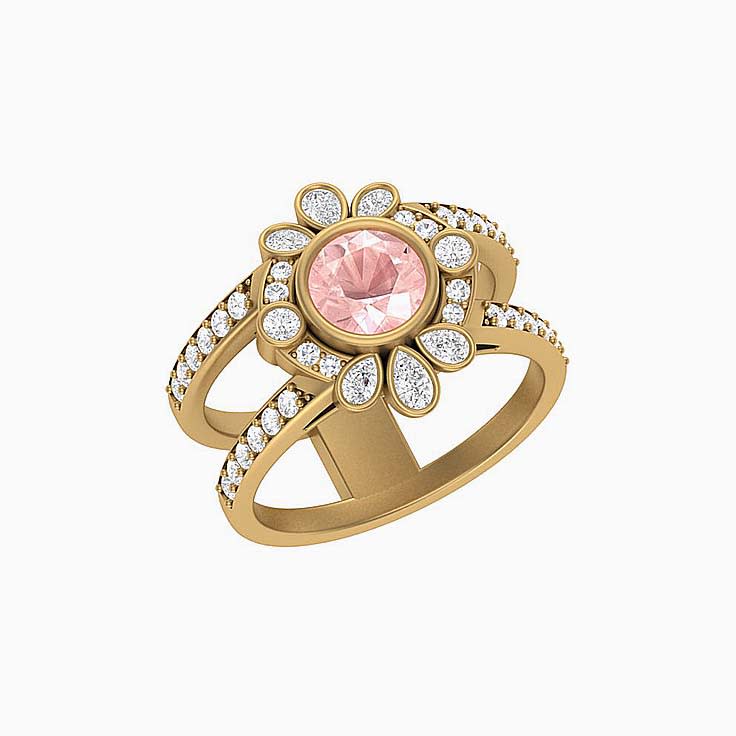 Morganite and Diamond Flower ring