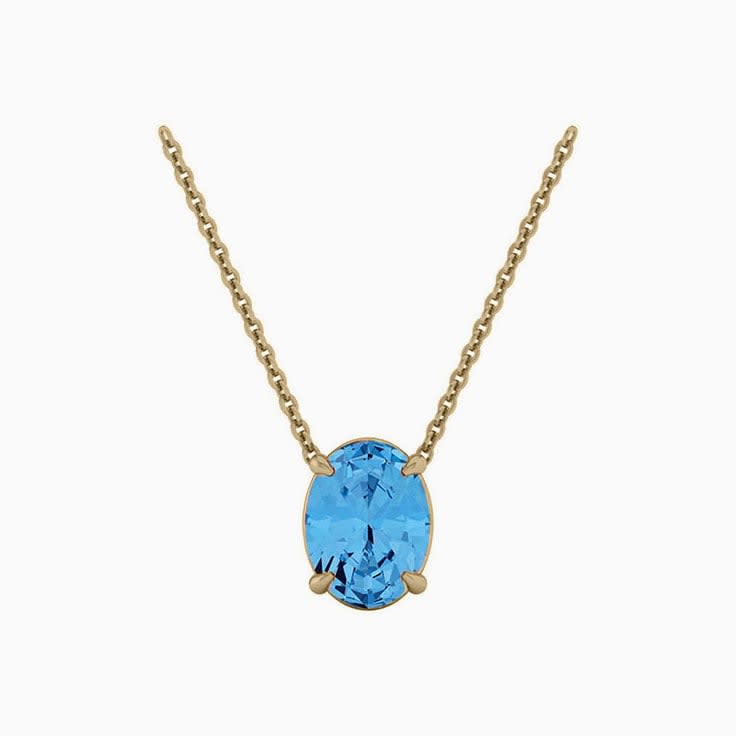 Swiss blue topaz oval Solitaire Necklace