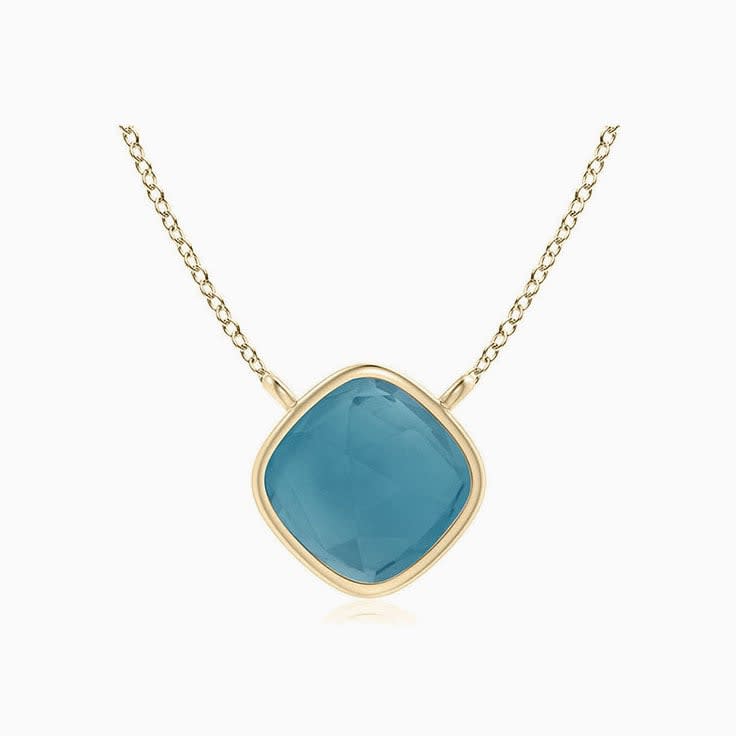 Bezel Set Blue Zircon Necklace