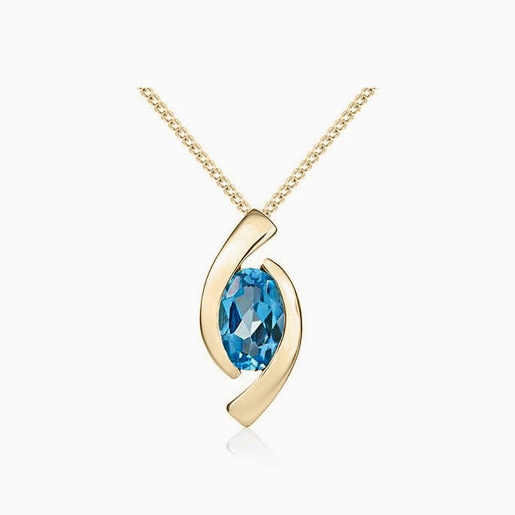 Oval Blue Zircon Pendant