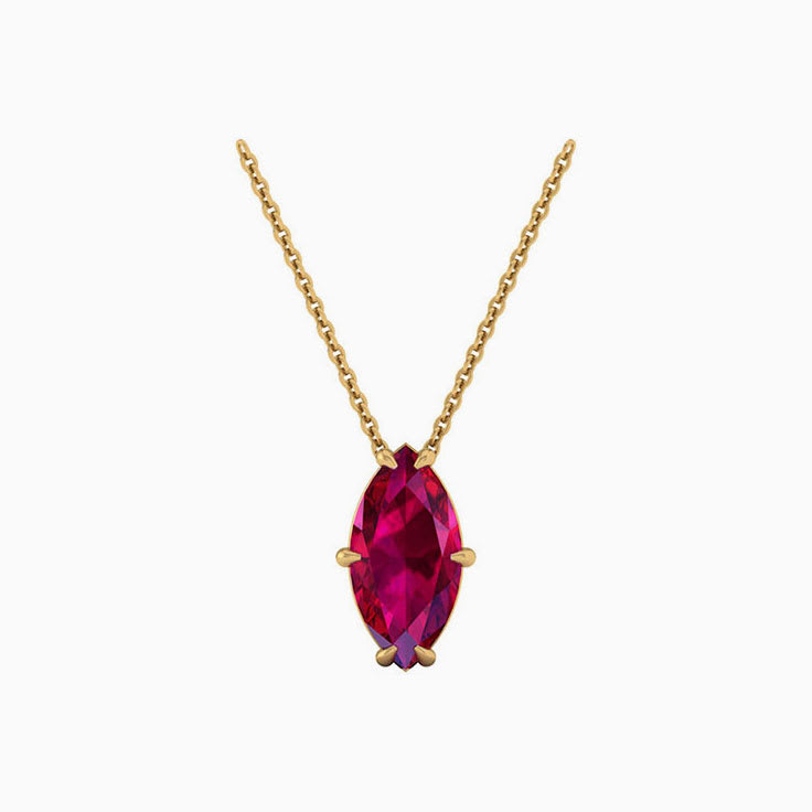 Marquise cut Rubelite Solitaire Necklace