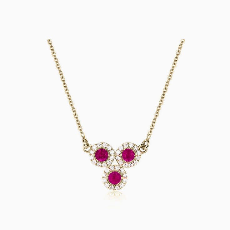 Round Rubelite and diamond Necklace