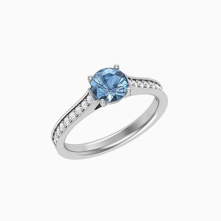 Round Aquamarine Diamond Ring