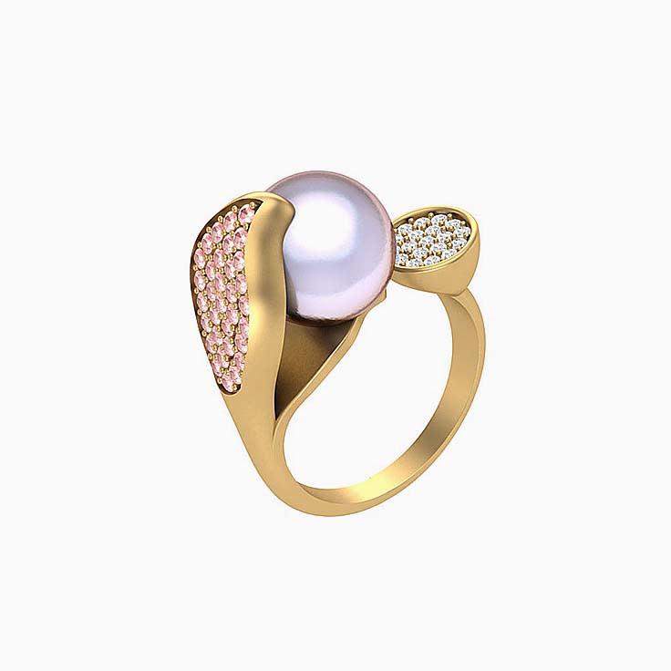 Pearl Flower with Morganite and Diamonds