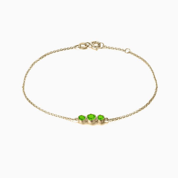 Peridot Three Stone Diamond Bracelet
