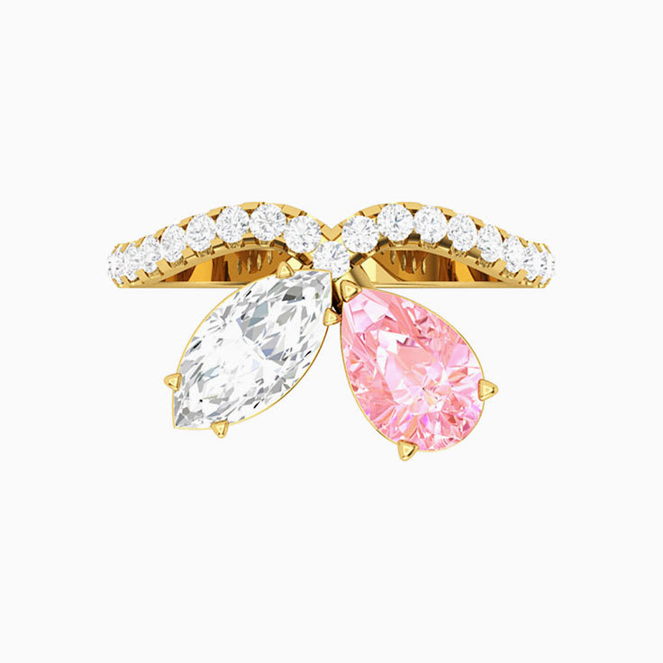 Lab Pink and white Diamond Dress ring