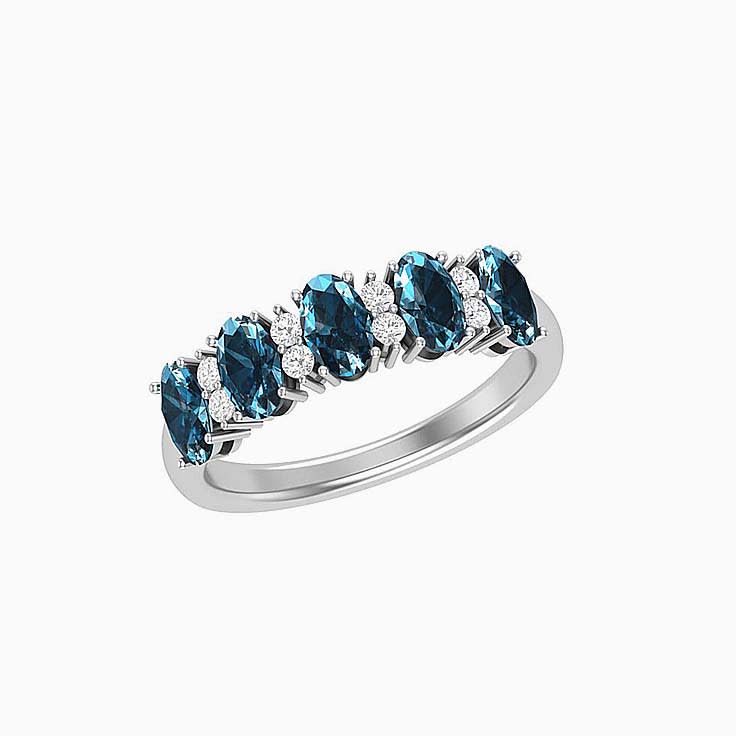 Oval Teal Sapphire And Diamond Ring