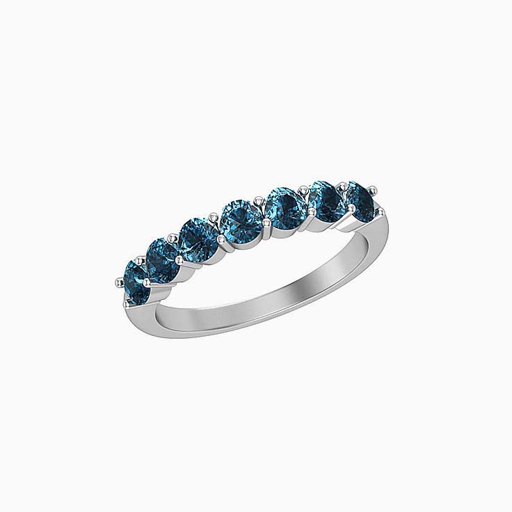 Classic Teal Sapphire Round Band