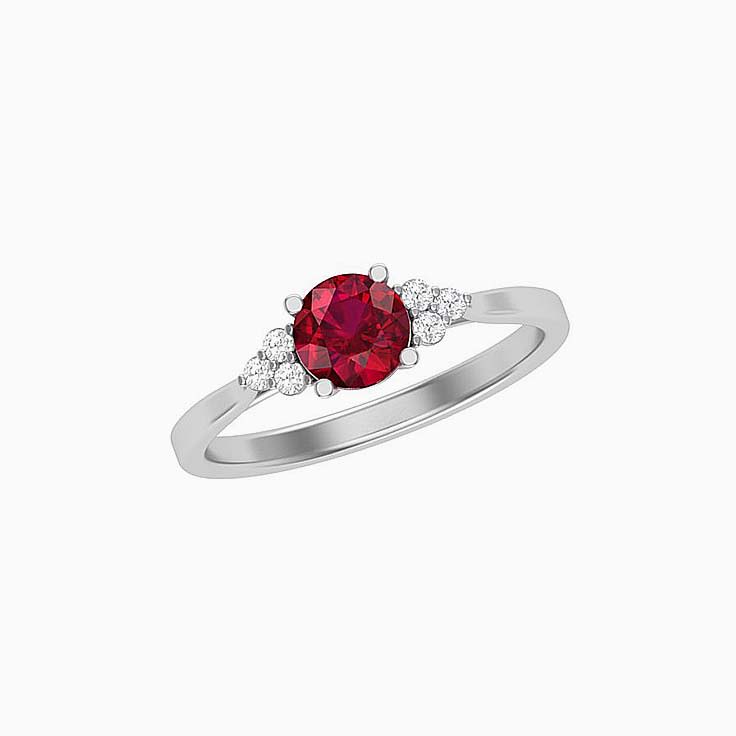 Red Ruby With Round Diamonds
