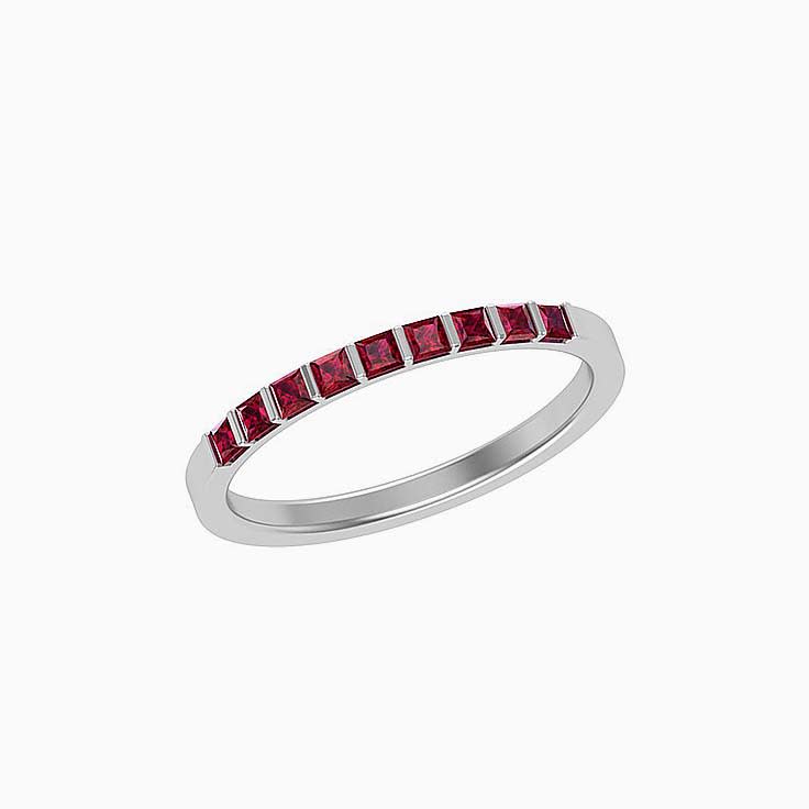 Princess Cut Red Ruby Band